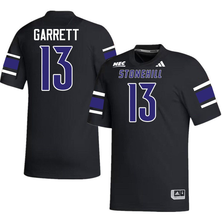 Stonehill Skyhawks #13 Aidan Garrett College Football Jerseys,Uniforms Stitched-Black